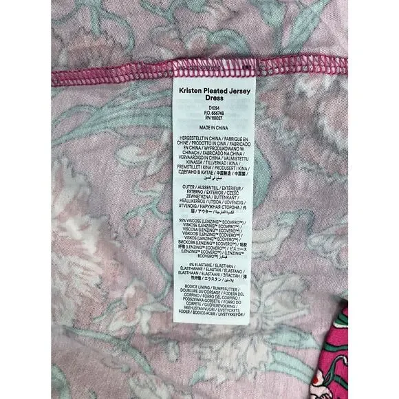 Boden Kristen Pleated Jersey Dress Pink Yarrow Carnation Vine Petite Size 6P NEW - Picture 10 of 10